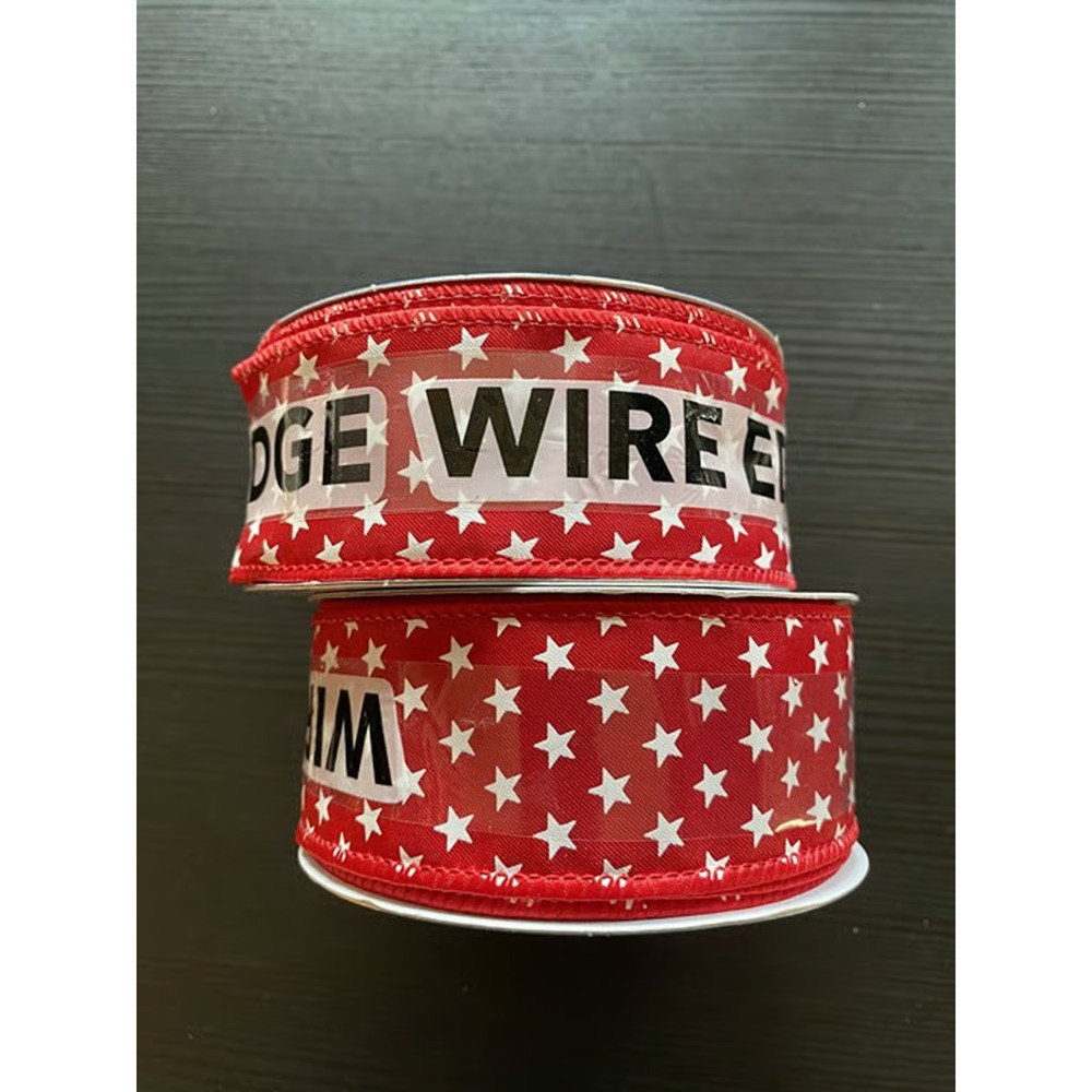Two Spools Place & Time Patriotic Ribbon Red & White Stars for 4th of July Decor